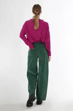 pantalone wide leg in velluto tinto capo bottiglia