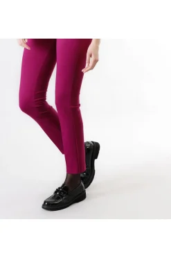 pantaloni a sigaretta con vita elastica magenta