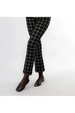 pantaloni a zampa cropped  tessuto jacquard quadro multinero