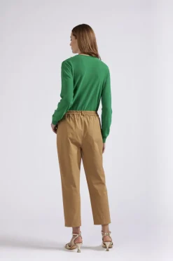 pantaloni chino con pinces in cotone ginger