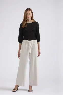 pantaloni con cinturino elasticato gesso