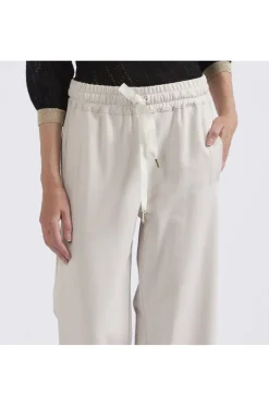 pantaloni con cinturino elasticato gesso