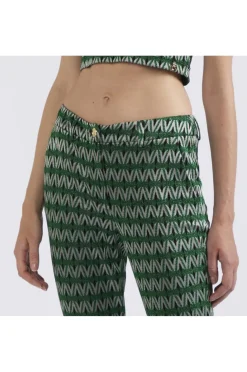 pantaloni cropped flare tessuto jacquard rombo multiverde
