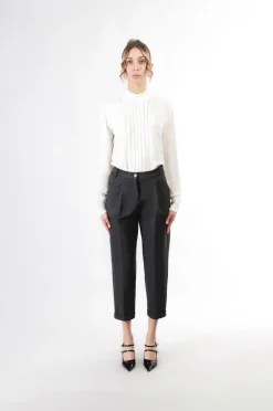 pantaloni gamba dritta con pinces fumo