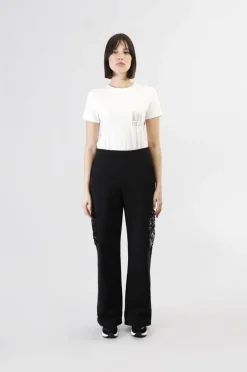 pantaloni in felpa con tasche di pailettes nero