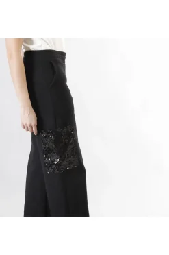 pantaloni in felpa con tasche di pailettes nero