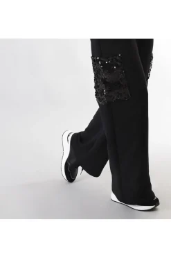 pantaloni in felpa con tasche di pailettes nero