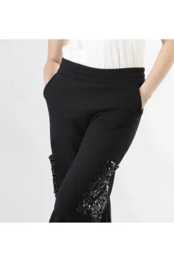 pantaloni in felpa con tasche di pailettes nero