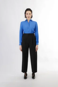 pantaloni palazzo con pinces nero