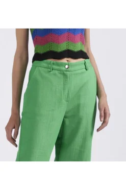 pantaloni palazzo finto denim verde