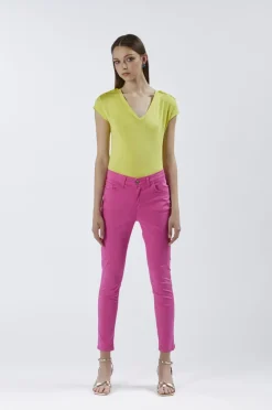 pantaloni skinny tinto capo fuxia