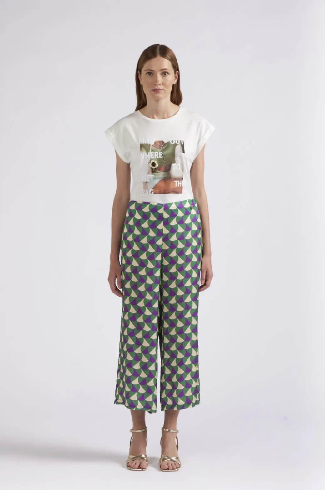 pantaloni tipo culotte stampati geometrico