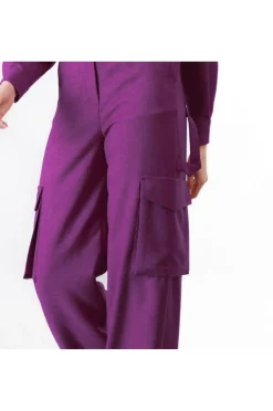 pantaloni wide con tasconi fuxia