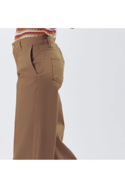 pantaloni wide leg in bull denim ginger