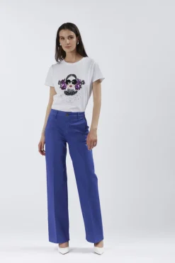 pantaloni wide leg tinto capo royal