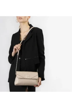 pattina con stampa logo embossed all over tracollina catena tortora