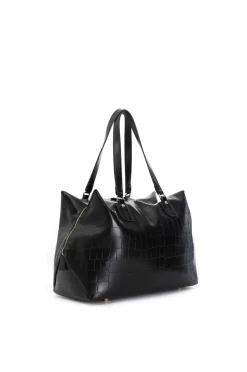 pattina shopping con bordature a contrasto, tag con logo cn in metallo nero