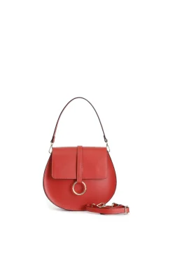 pattina tonda in pelle rosso