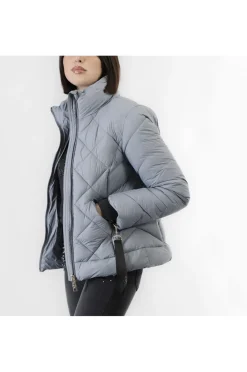 piumino corto con trapuntatura a rombi polvere