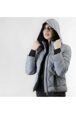 piumino corto con trapuntatura a rombi polvere