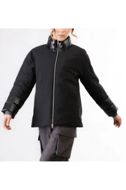 piumino tipo cappa bimateriale nero