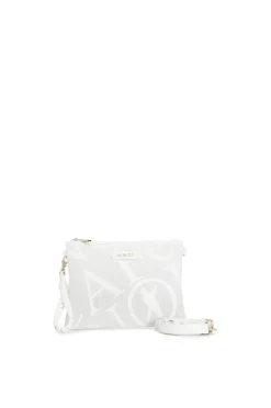 pochette con maxi logo laserato all over bianco