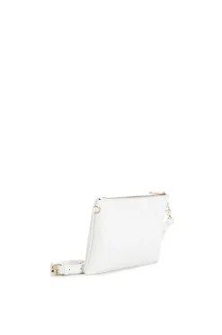 pochette con maxi logo laserato all over bianco