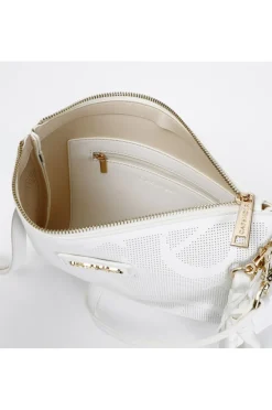 pochette con maxi logo laserato all over bianco
