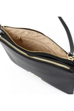 pochette in saffiano con tiralampo con letterine personalizzate nero