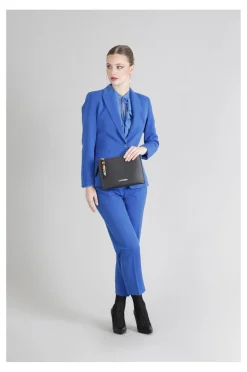 pochette in saffiano con tiralampo con letterine personalizzate nero