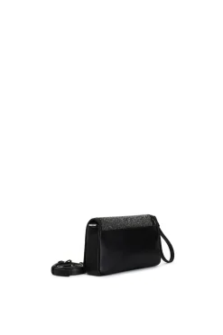 pochette ricoperta di strass bicolor nero