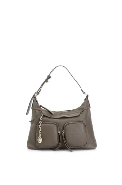 sacca con tasche e charm in metallo fango