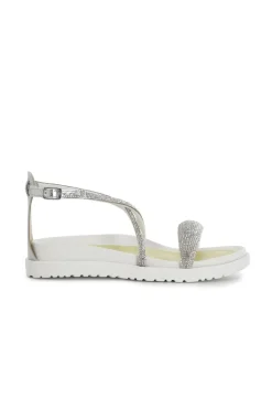 sandali chiusi sul retro e lacci con strass argento