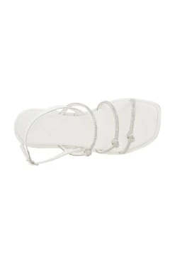 sandali con lacci in strass bianco