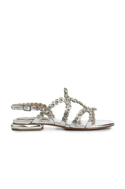 sandali con multilistini e strass argento