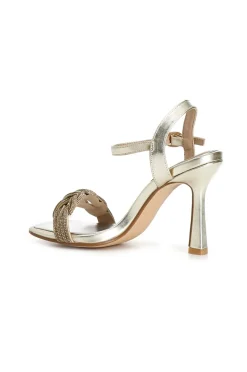 sandali doppio nodo con strass platino