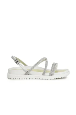 sandali fasce con strass argento