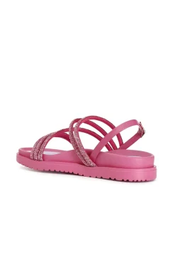 sandali fasce con strass fuxia