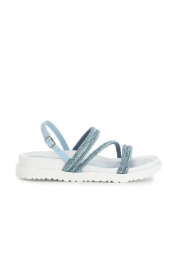 sandali fasce con strass celeste