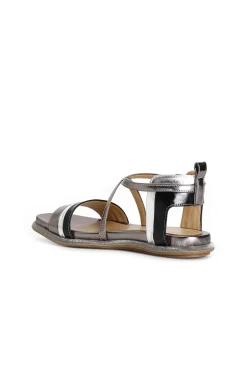 sandali fasce incrocio in sintetico laminato multi antracite