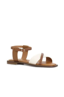 sandali fascia in pelle multicolor multi panna