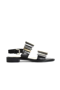 sandali frate con tomaia multi listini multi nero