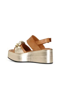 sandali frate in pelle con catena multi platino