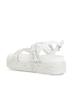 sandali frate in rafia e con strass bianco