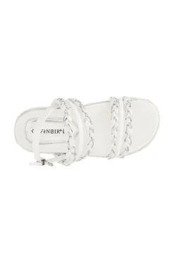 sandali frate in rafia e con strass bianco