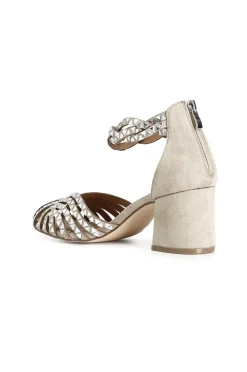 sandali gabbia chiuso sul dietro con strass triangolo taupe