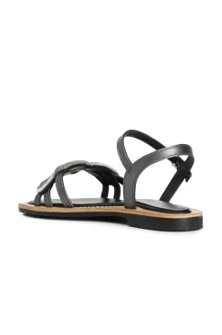 sandali gilda in nappa con accessorio strass nero/nero