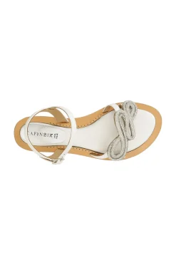 sandali gilda in nappa con accessorio strass bianco