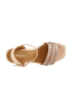 sandali gilda in rafia e tessuto con zeppa corda pesca