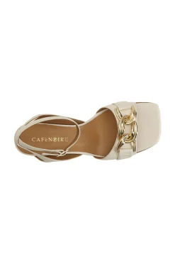 sandali in pelle con catena burro